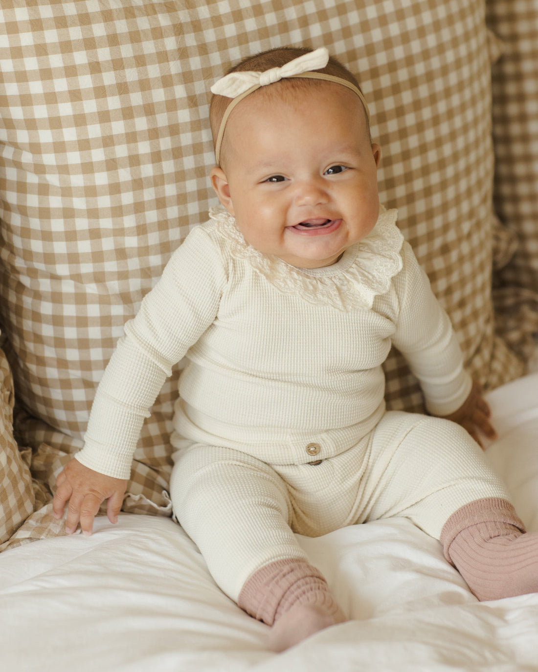 Quincy Mae - Ruffle Collar Bodysuit - Natural
