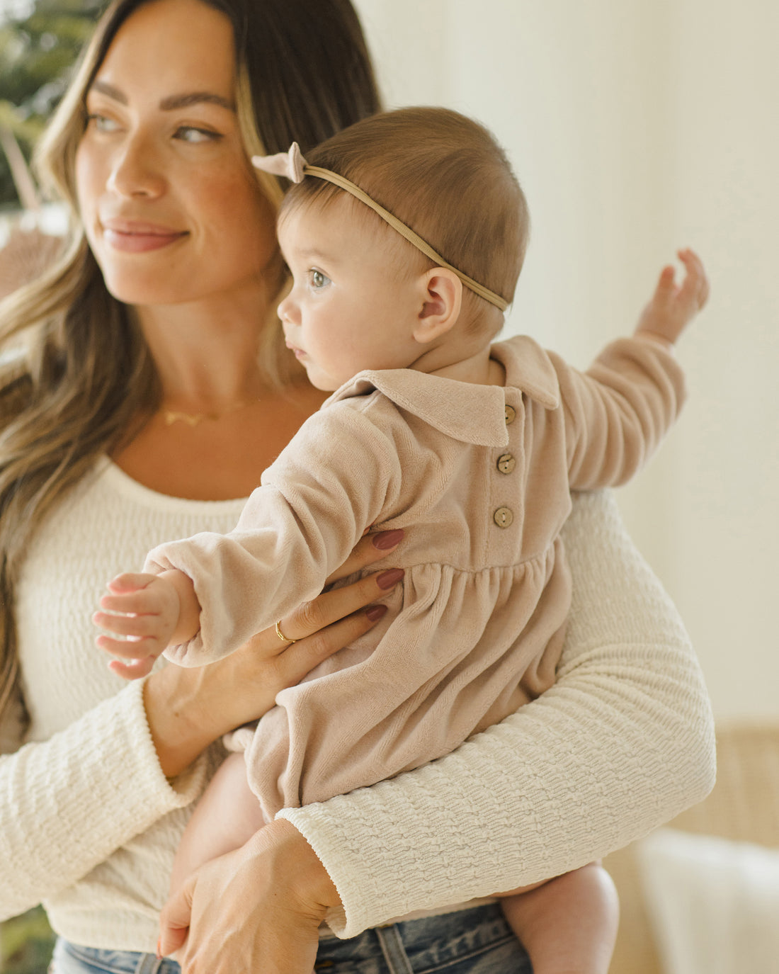 Quincy Mae - Peter Pan Romper - Blush