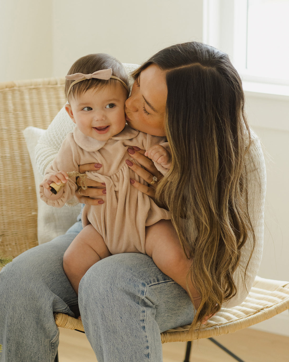 Quincy Mae - Peter Pan Romper - Blush