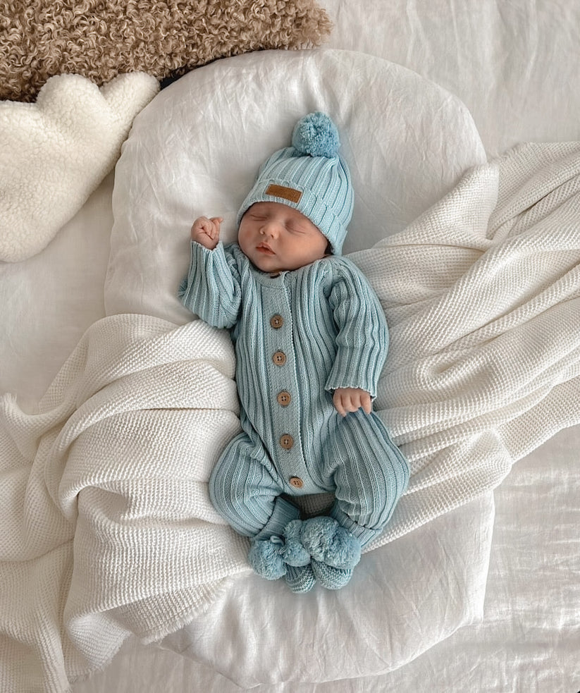 Little B's Nursery - Ribbed Romper - Sky