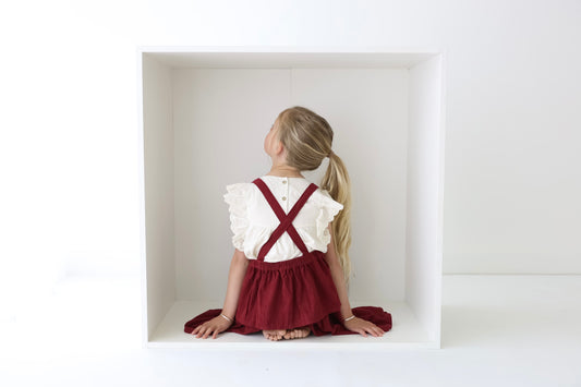 OMGboutique - Corduroy Pinafore Red Velvet