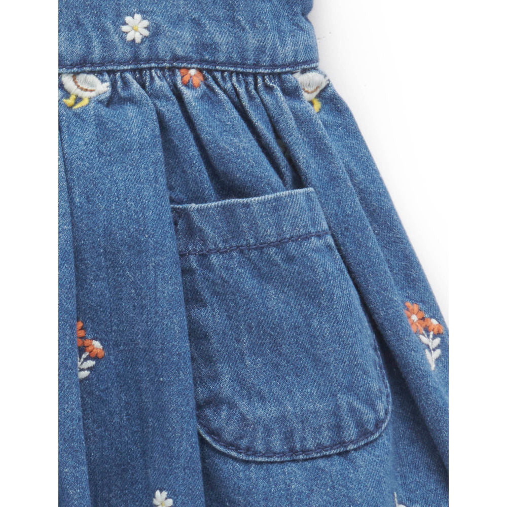 Purebaby - Embroidered Pinnie - Mid Blue Denim