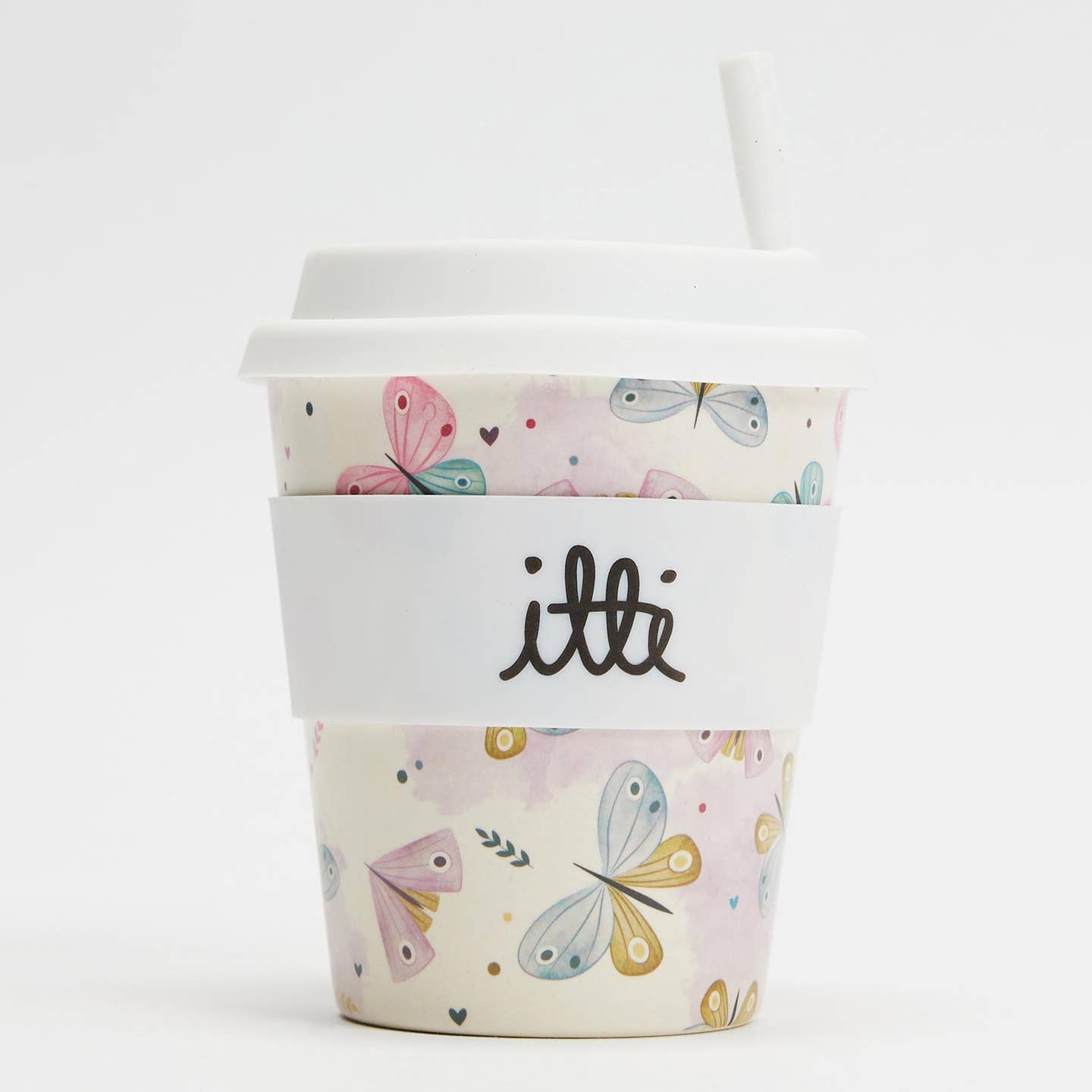 Itti - Bamboo Baby Cino Cup + 1 Straw - 240ml Butterfly