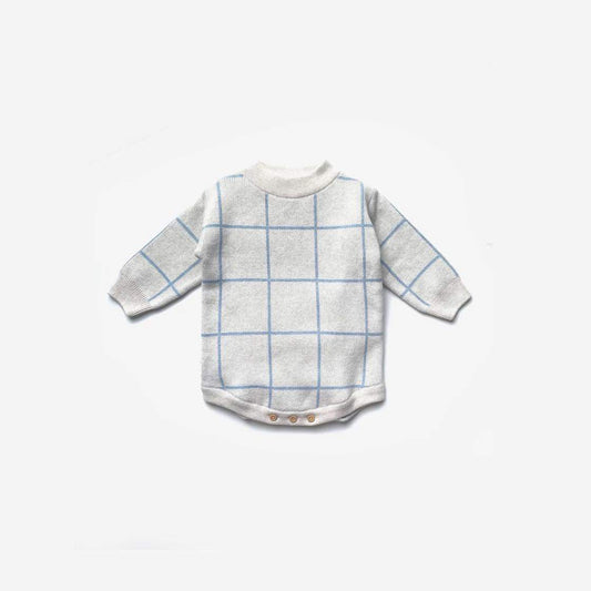 The Rest - Knit Romper - Sky Grid