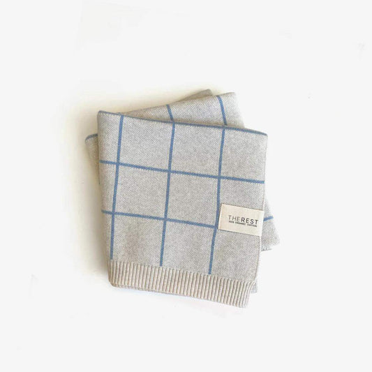 The Rest - Cotton Knit Blanket - Sky Grid