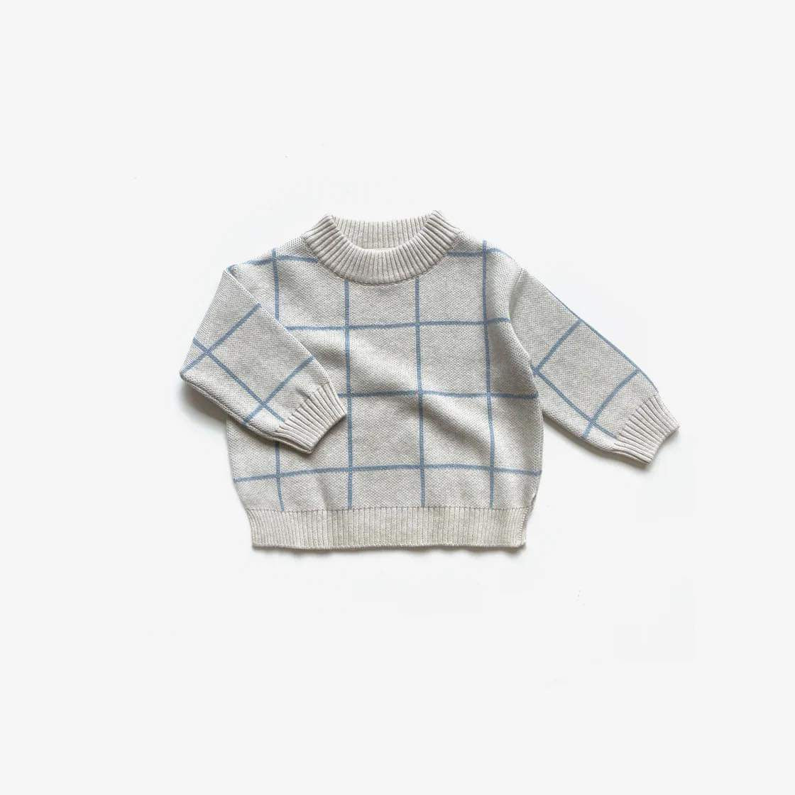 The Rest - Cotton Knit Jumper - Sky Grid