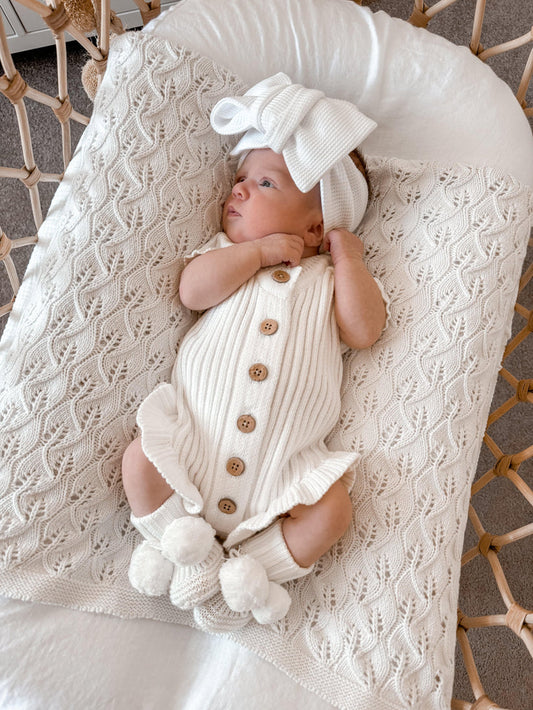 Little B's - Ruffled Onesie  - Milk