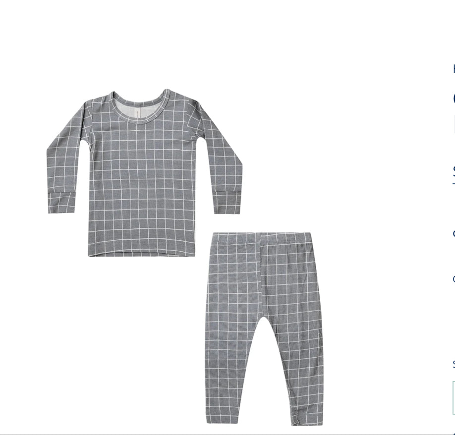 Quincy Mae - Bamboo PJ Set - Ocean Grid