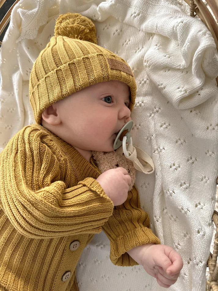 Little B's - Classic Knit Ribbed Beanie - Mustard