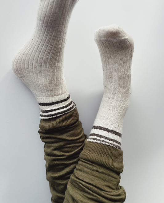 Five O’ Six - Ivory Varsity Socks ￼