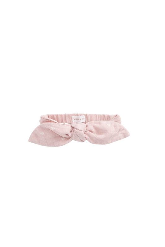 Jamie Kay - Organic Cotton Muslin Headband - Petite Heart Old Rose