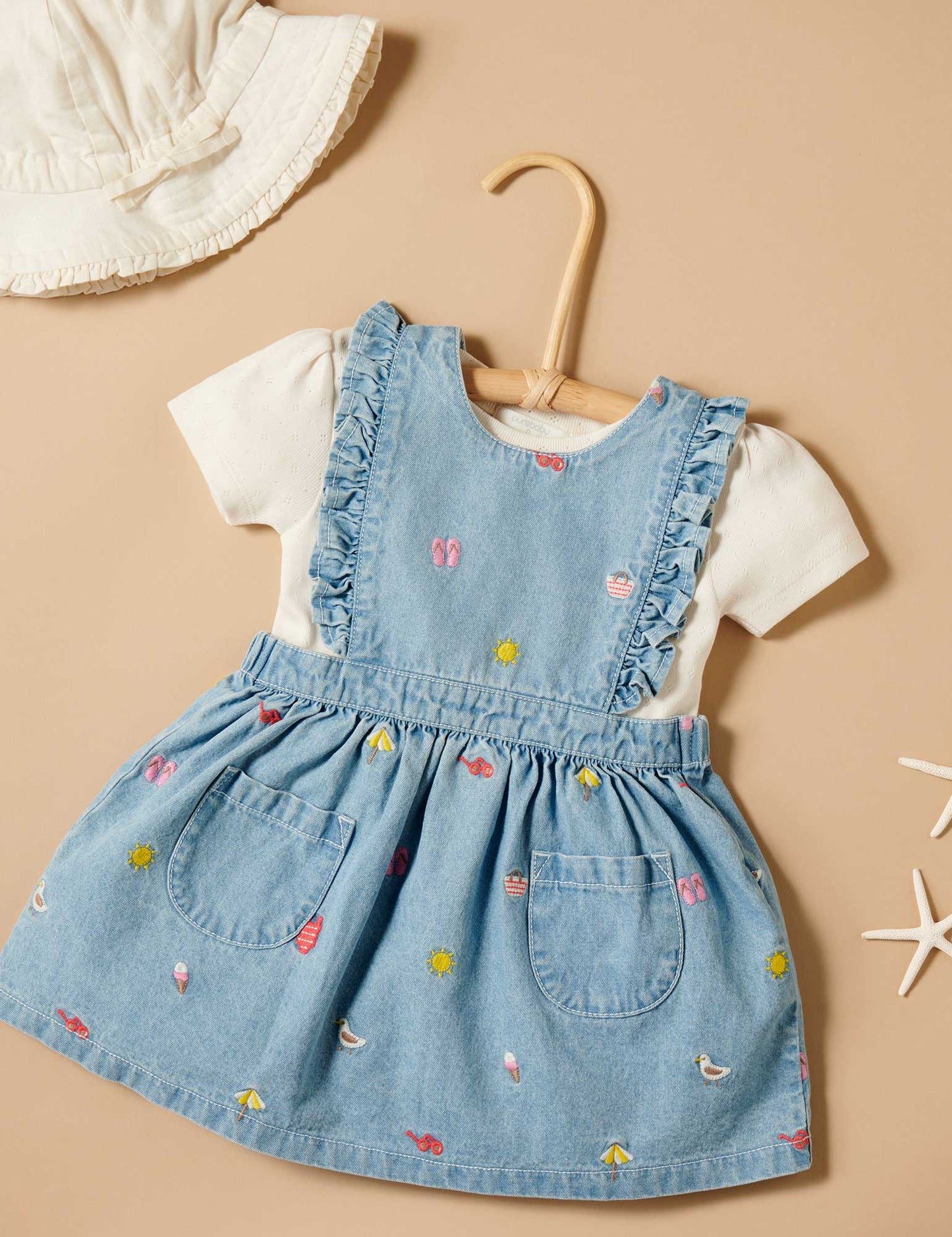 Purebaby - Embroidered Pinnie - Seaside Broderie