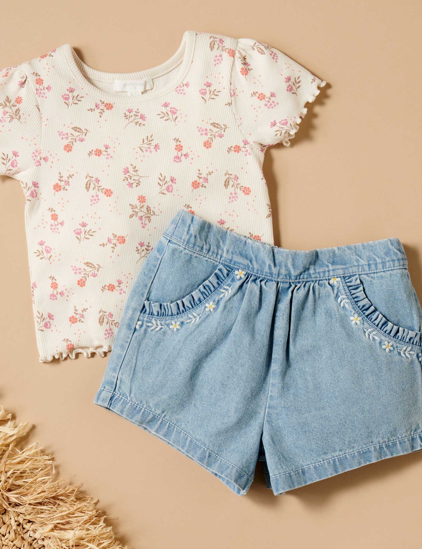 Purebaby - Ruffle Shorts - Faded Denim