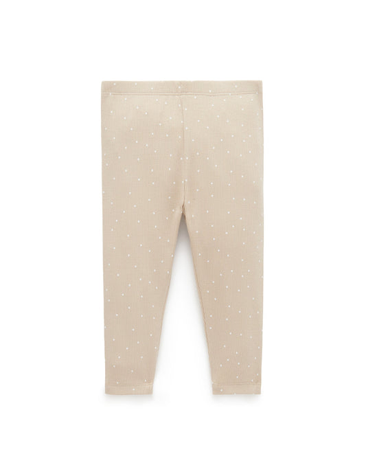 Purebaby - Rib Leggings - Pebble Mini Spot