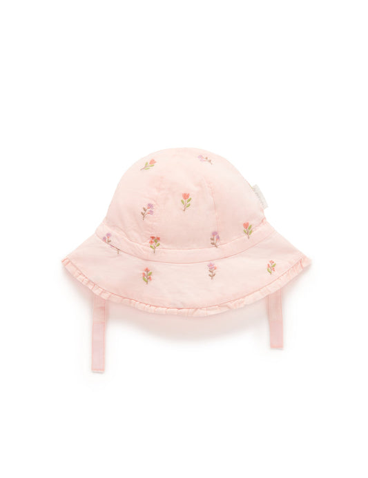 Purebaby - Floral Embroidered Sun Hat