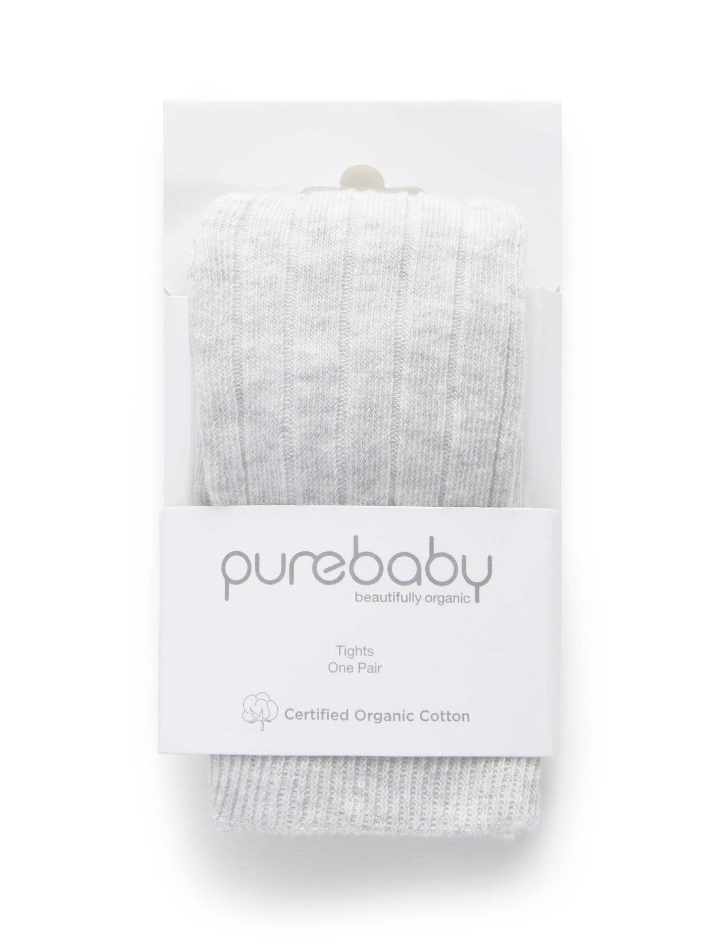 Purebaby - Rib Tights - Pale Grey Melange