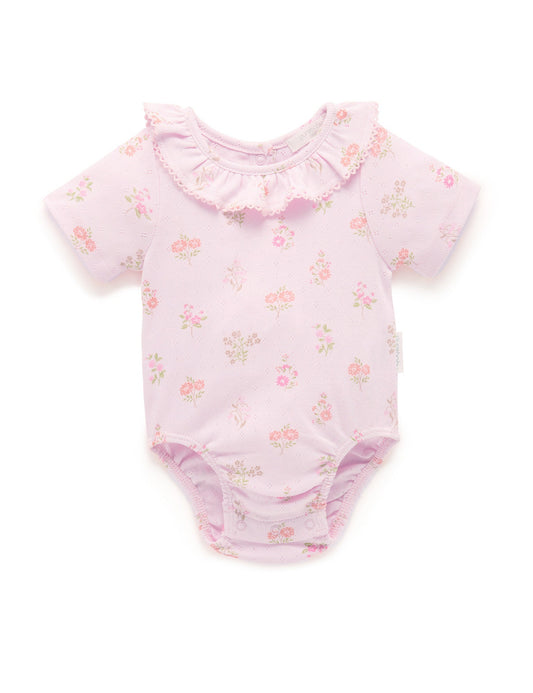 Purebaby - Pointelle Bodysuit - Aster Print