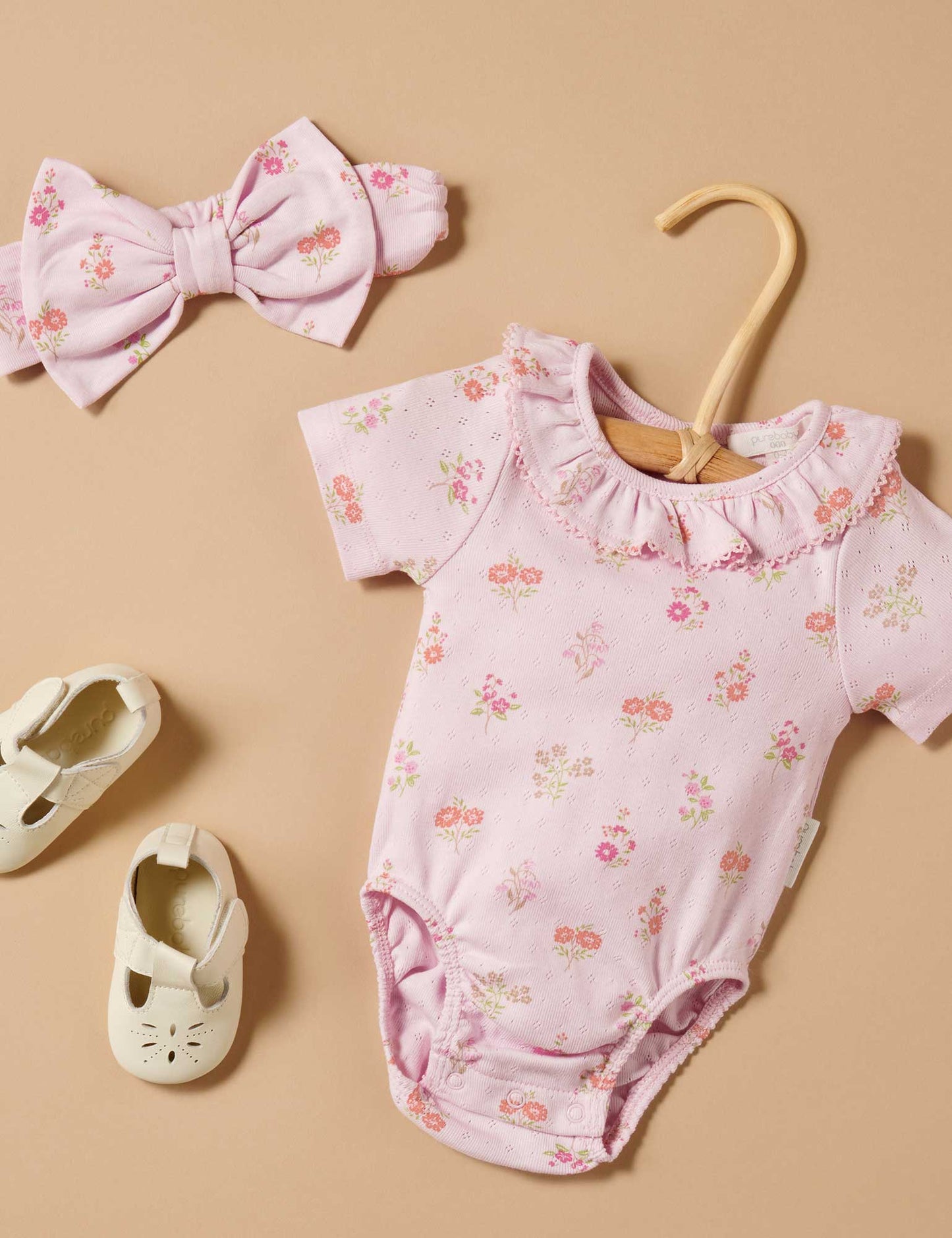 Purebaby - Pointelle Bodysuit - Aster Print