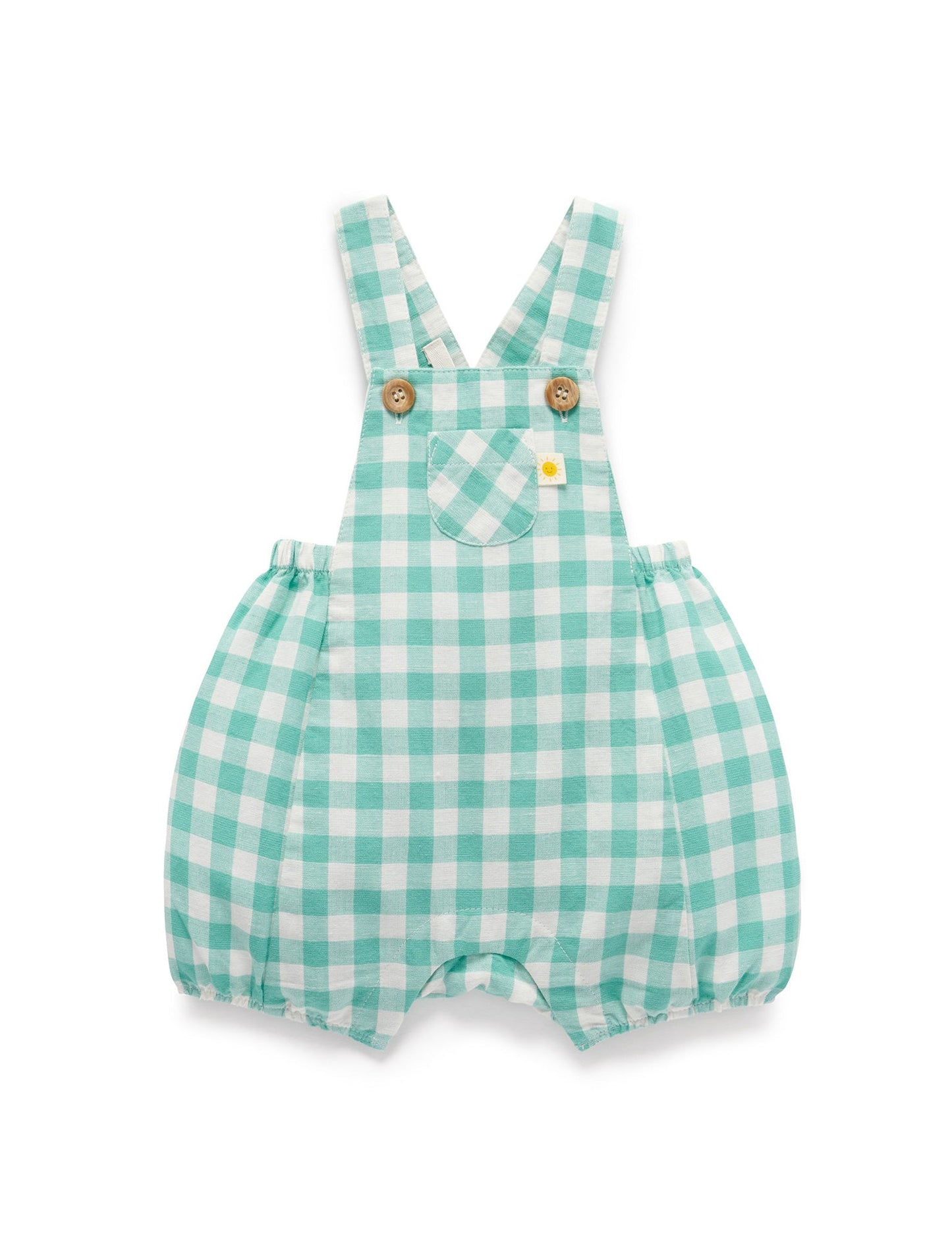 Purebaby - Linen Blend Overall - Lagoon Gingham