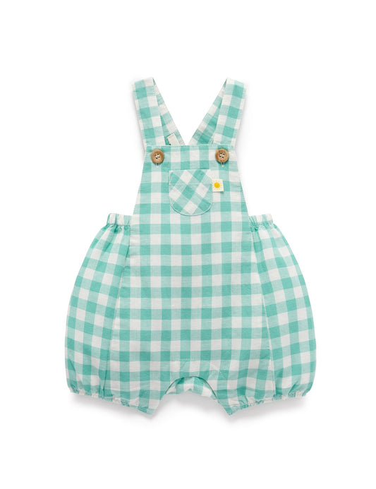 Purebaby - Linen Blend Overall - Lagoon Gingham