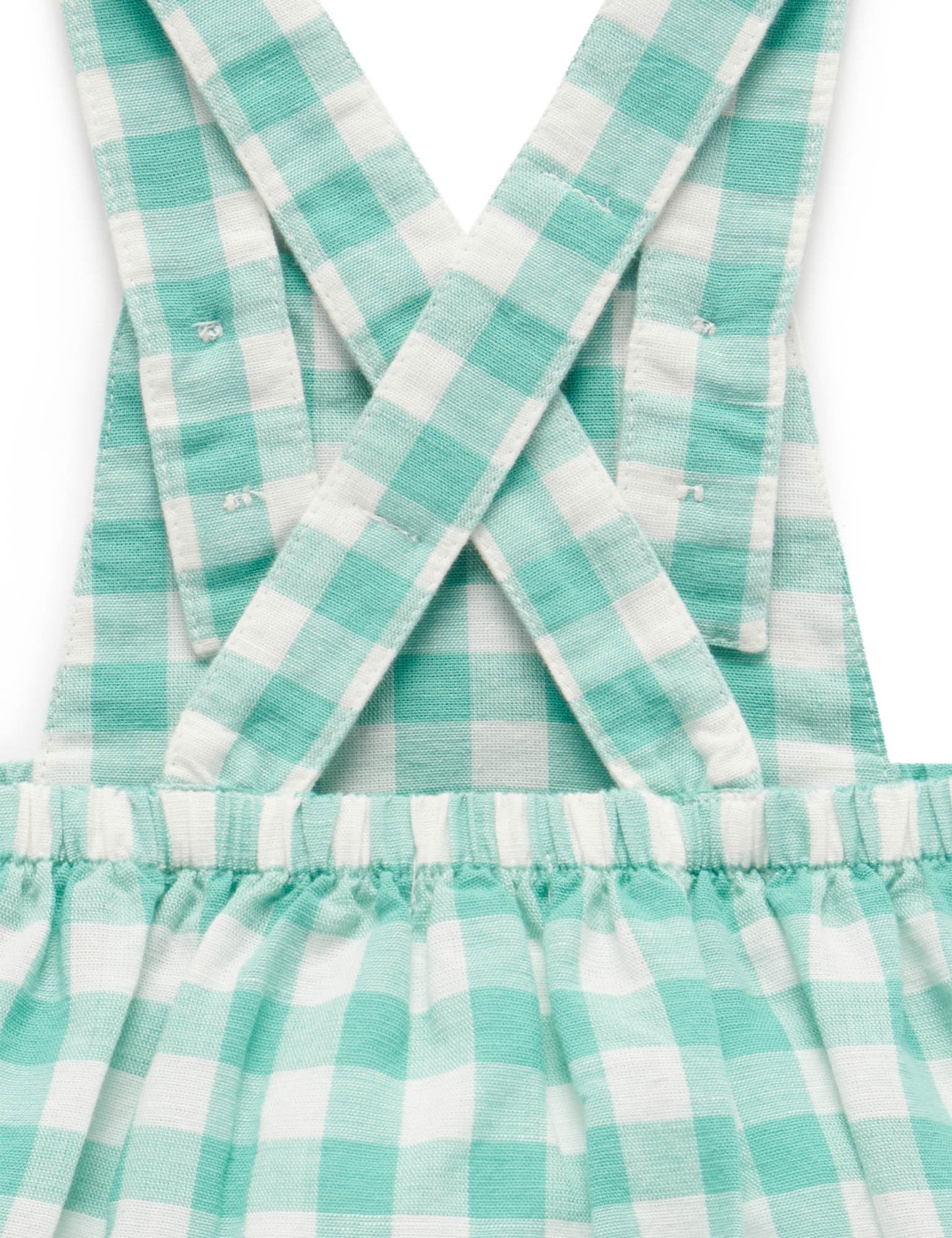 Purebaby - Linen Blend Overall - Lagoon Gingham