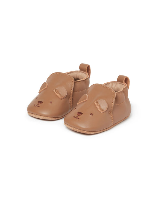 Purebaby - Leather Pull On Slipper - Tan Bear