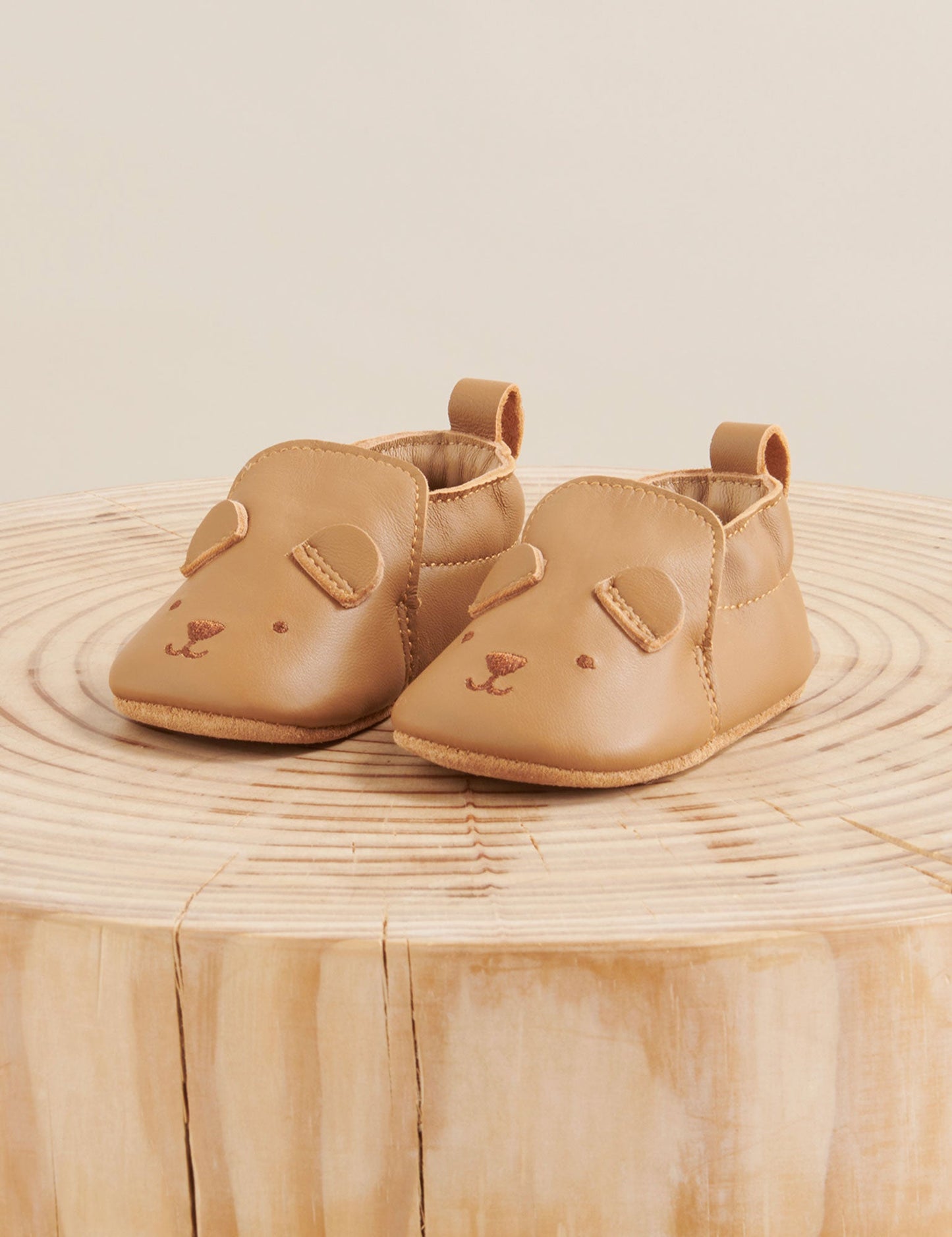 Purebaby - Leather Pull On Slipper - Tan Bear