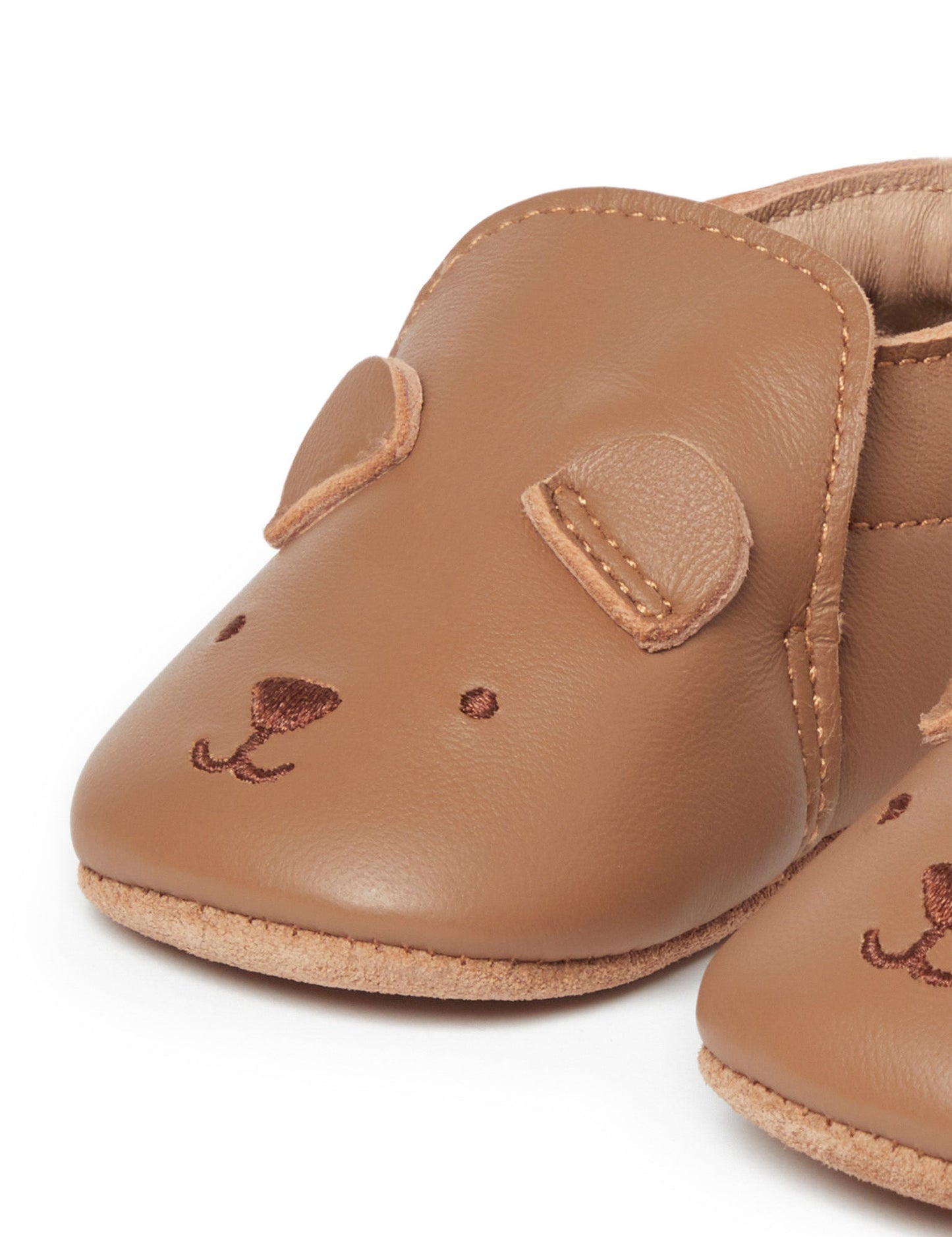 Purebaby - Leather Pull On Slipper - Tan Bear