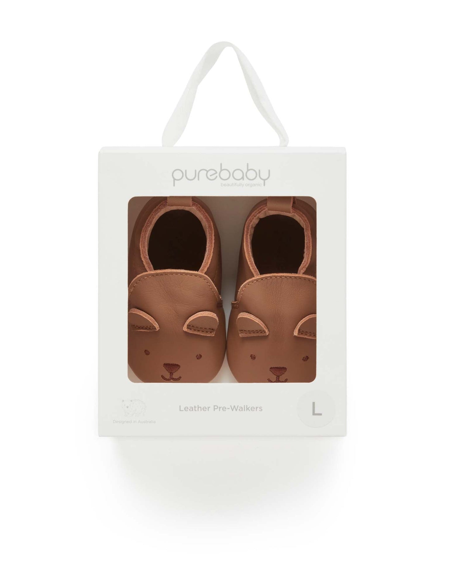 Purebaby - Leather Pull On Slipper - Tan Bear