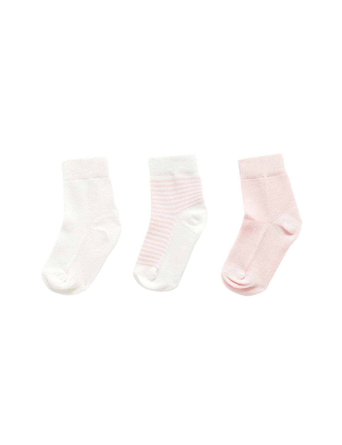 Purebaby - 3 Sock Pack - Pale Pink Pack