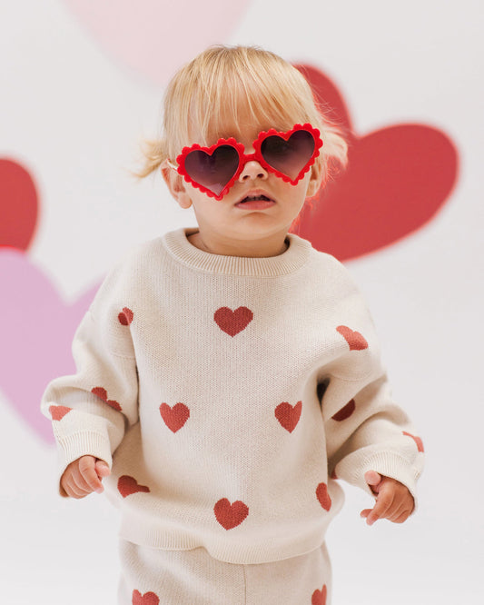 Quincy Mae - Heart Knit Sweater - Natural