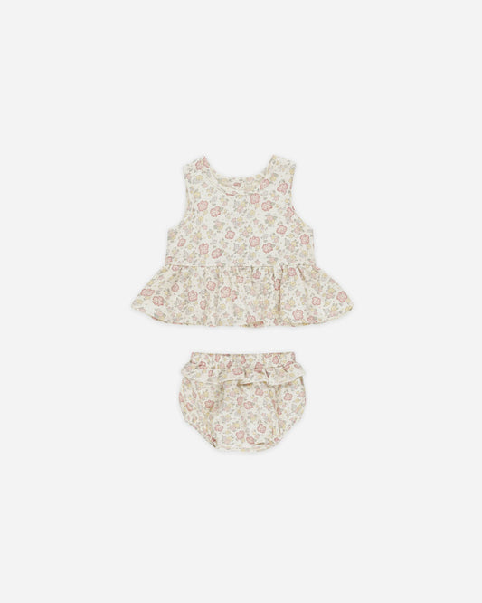 Quincy Mae - Sleeveless Peplum Set - Bloom