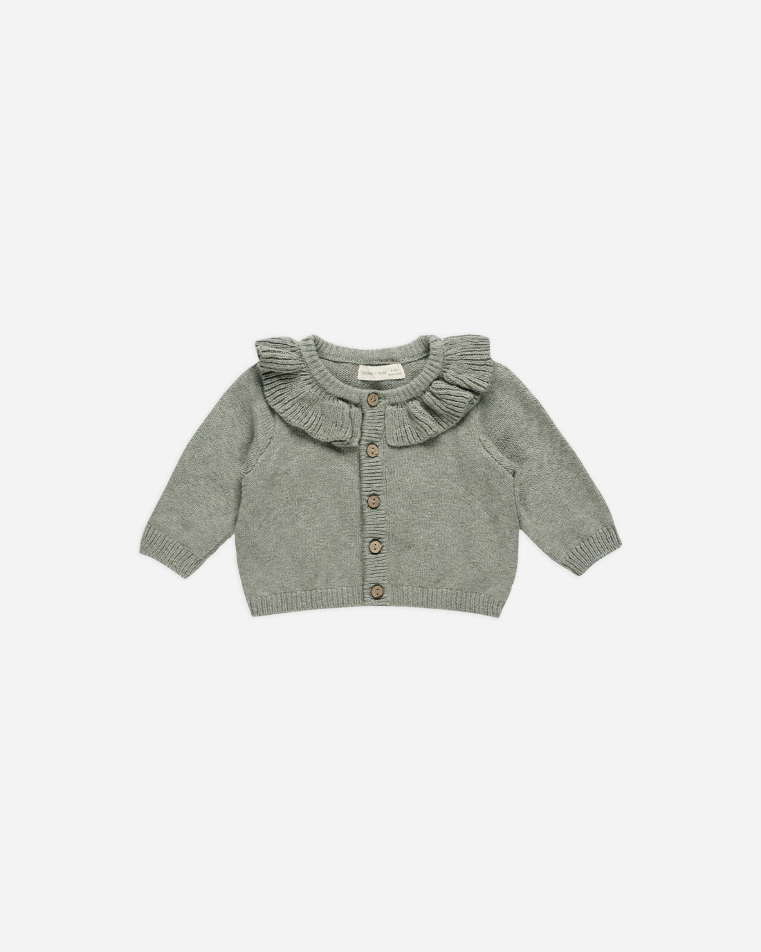 Quincy Mae - Ruffle Collar Cardigan - Basil