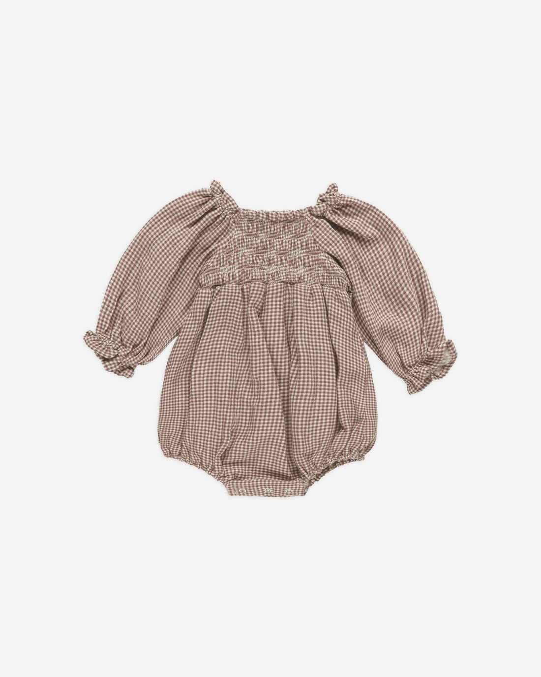 Quincy Mae -Eden Romper - Plumb Gingham