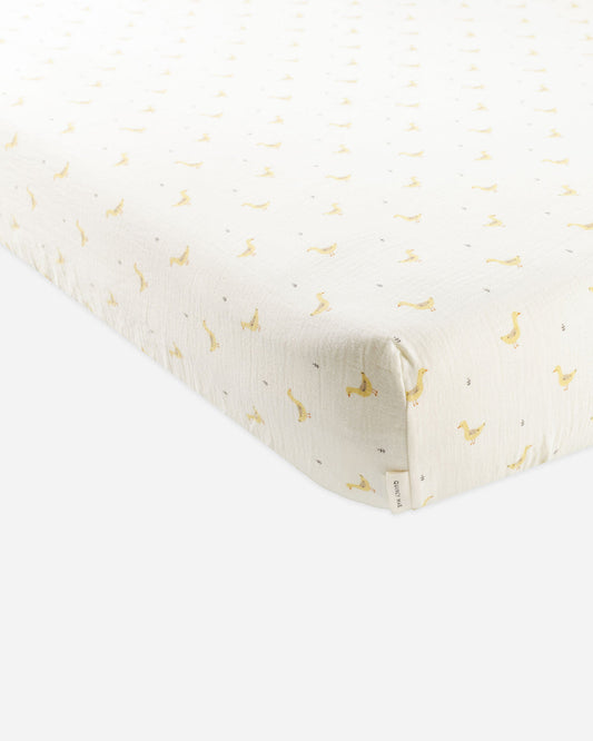 Quincy Mae - Woven Crib Sheet - Geese