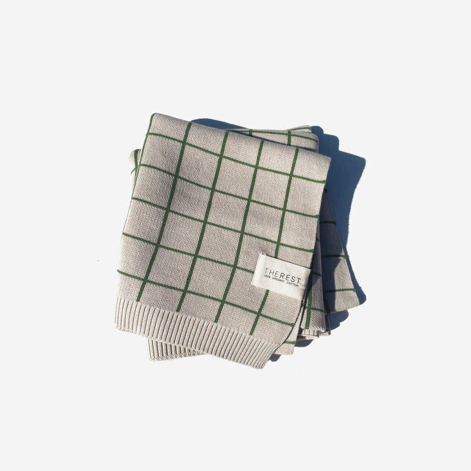 The Rest - Organic Cotton Knit Blanket - Clover Grid