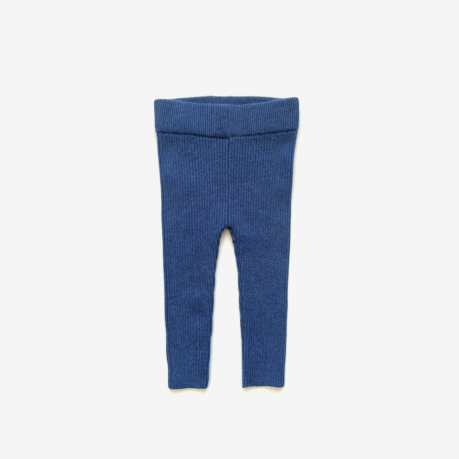 The rest - Cotton Rib Knit Leggings - Moody Blue