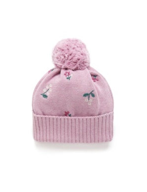 PureBaby - Embroidered Beanie - Pink