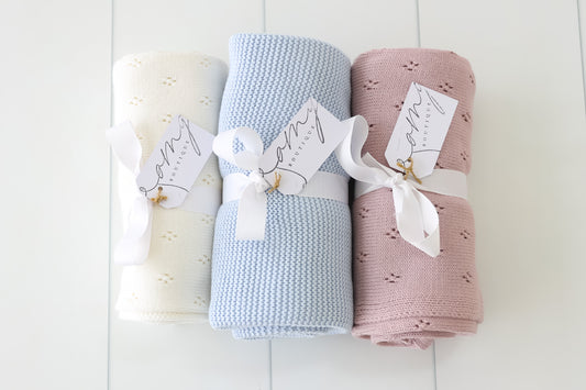 OMGBoutique - Cotton Knit Blanket - assorted colours