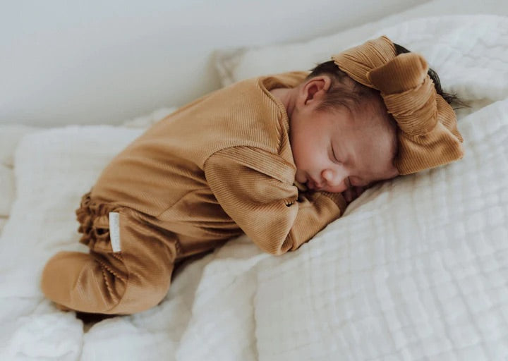 3 Little Crowns - My First Outfit - Corduroy Flutterbum & Top Knot - Honeycomb - Newborn