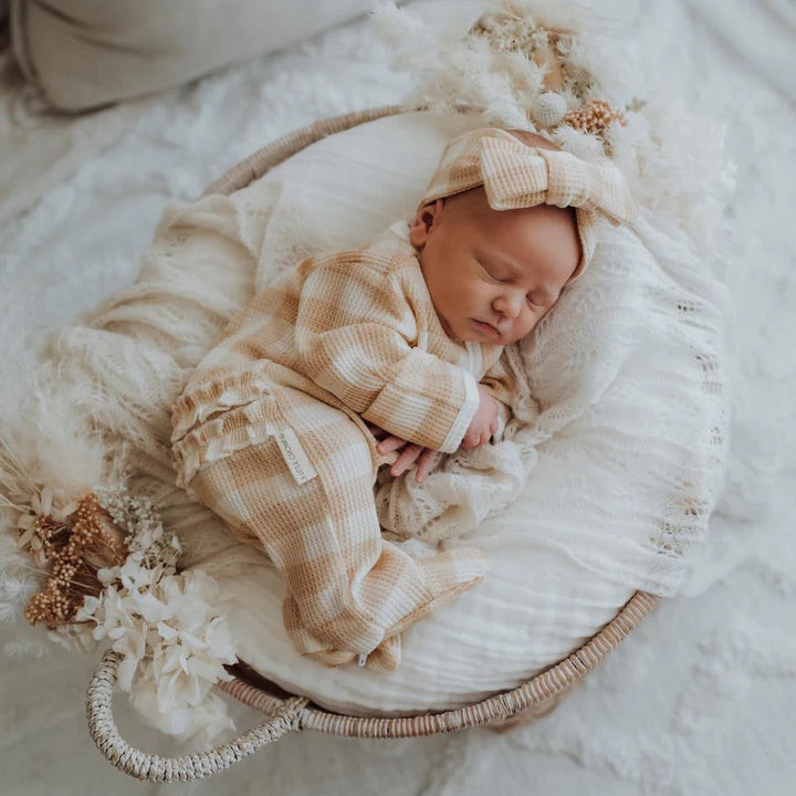 3 Little Crowns - My First Outfit - Flutterbum & Top Knot - Gingham - Newborn