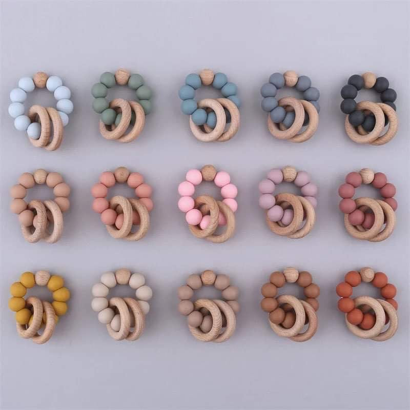 OMGBoutique - Silicone & Wooden Teething Ring