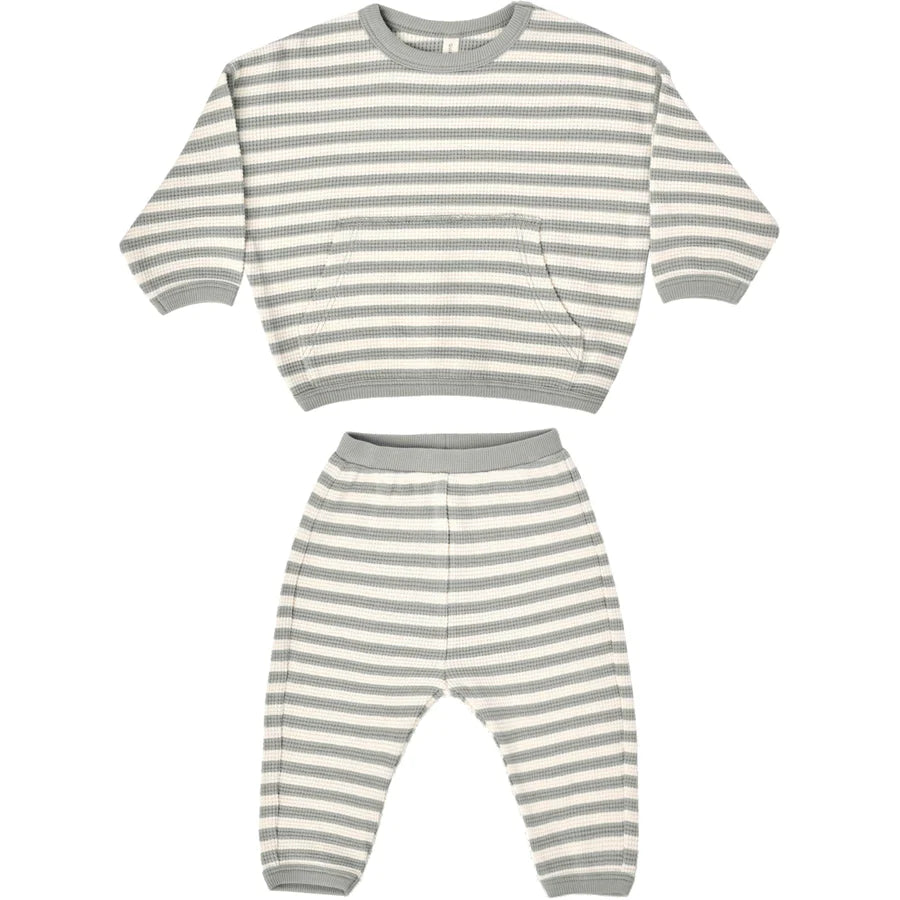 Quincy Mae - Waffle Sweat Set - Sky Stripe