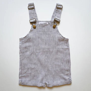 Little Clothing Co - Classic Blue Striped 100% Linen Overalls