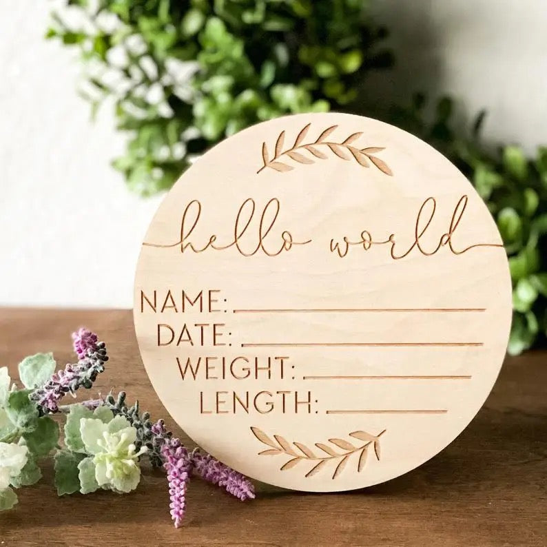 OMGBoutique - Wooden Birth Announcement Discs